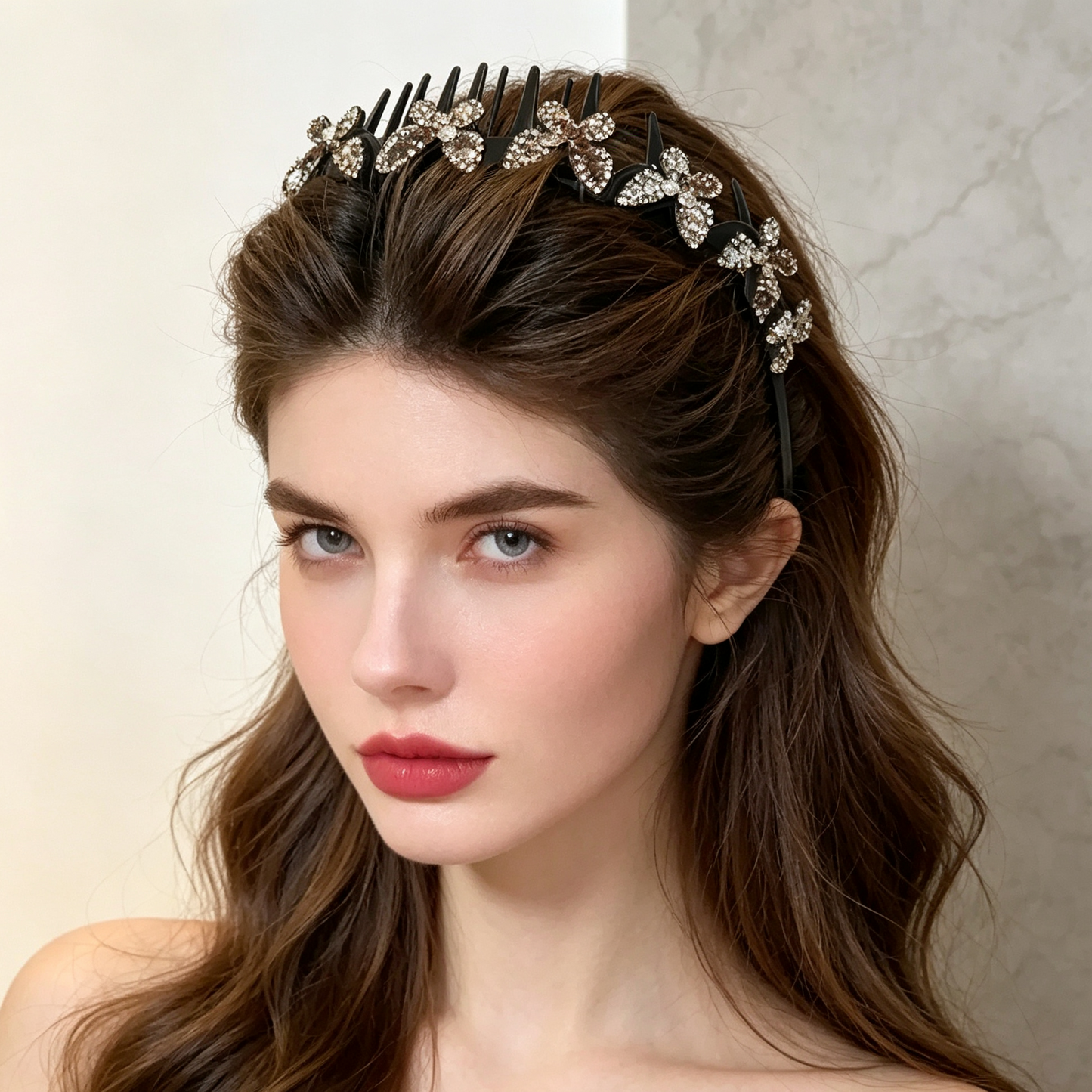 4-Pack Crystal Butterfly Headbands for Women | Sparkling Wavy Bling Hair Accessories for Weddings & Daily Style