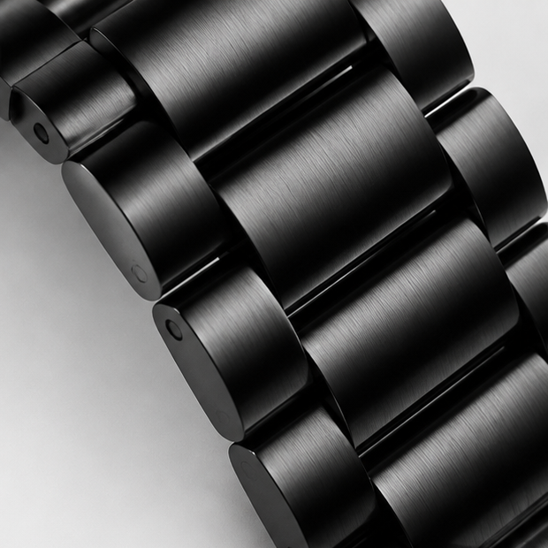 Stainless Steel Apple Watch Band – Three-Bead Link Metal Strap with Folding Clasp