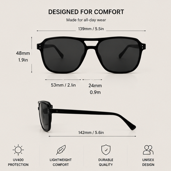 4-Pack Y2K Aviator Sunglasses | Polarized Unisex Retro Shades
