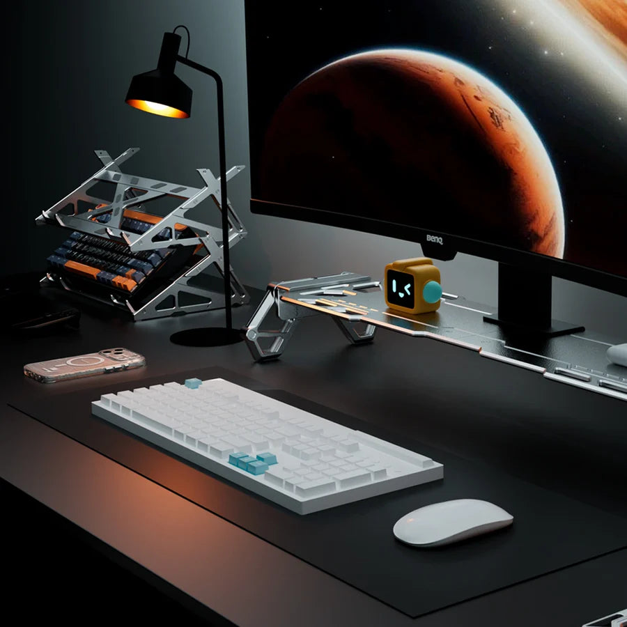 Modular Desk Riser Monitor Stand – Aluminum Legs & Metal Top Panel