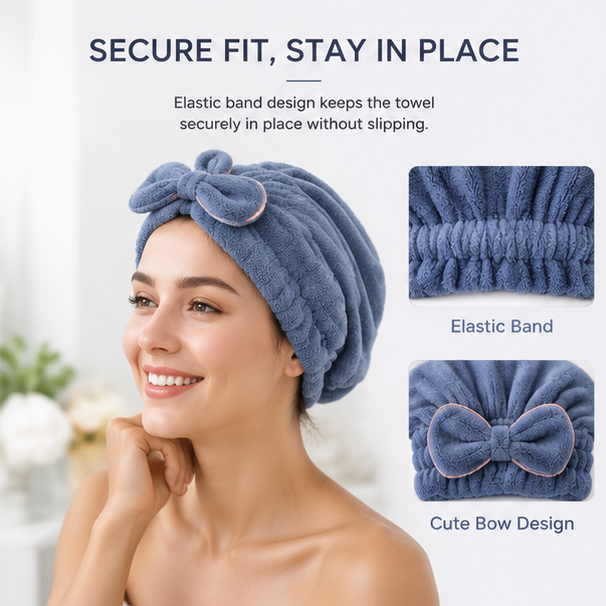 Microfiber Hair Drying Cap 3-Pack | Soft Quick Dry Hair Towel Wrap