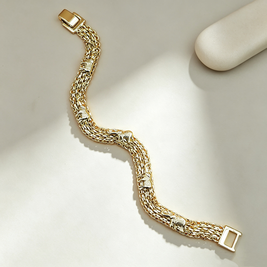Gold Plated Elephant Charm Bracelet for Women