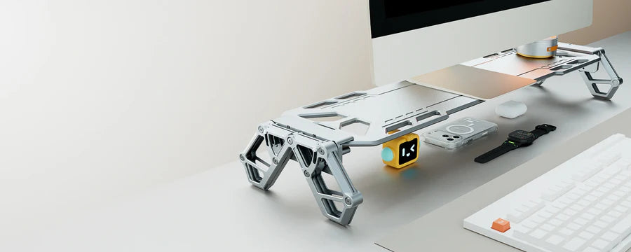Modular Desk Riser Monitor Stand – Aluminum Legs & Metal Top Panel