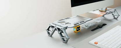 Modular Desk Riser Monitor Stand – Aluminum Legs & Metal Top Panel
