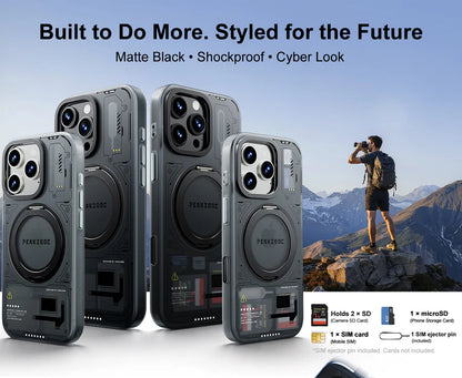 Case Magnetic Card Storage Phone Case with Stand - iPhone 15/16 Compatible