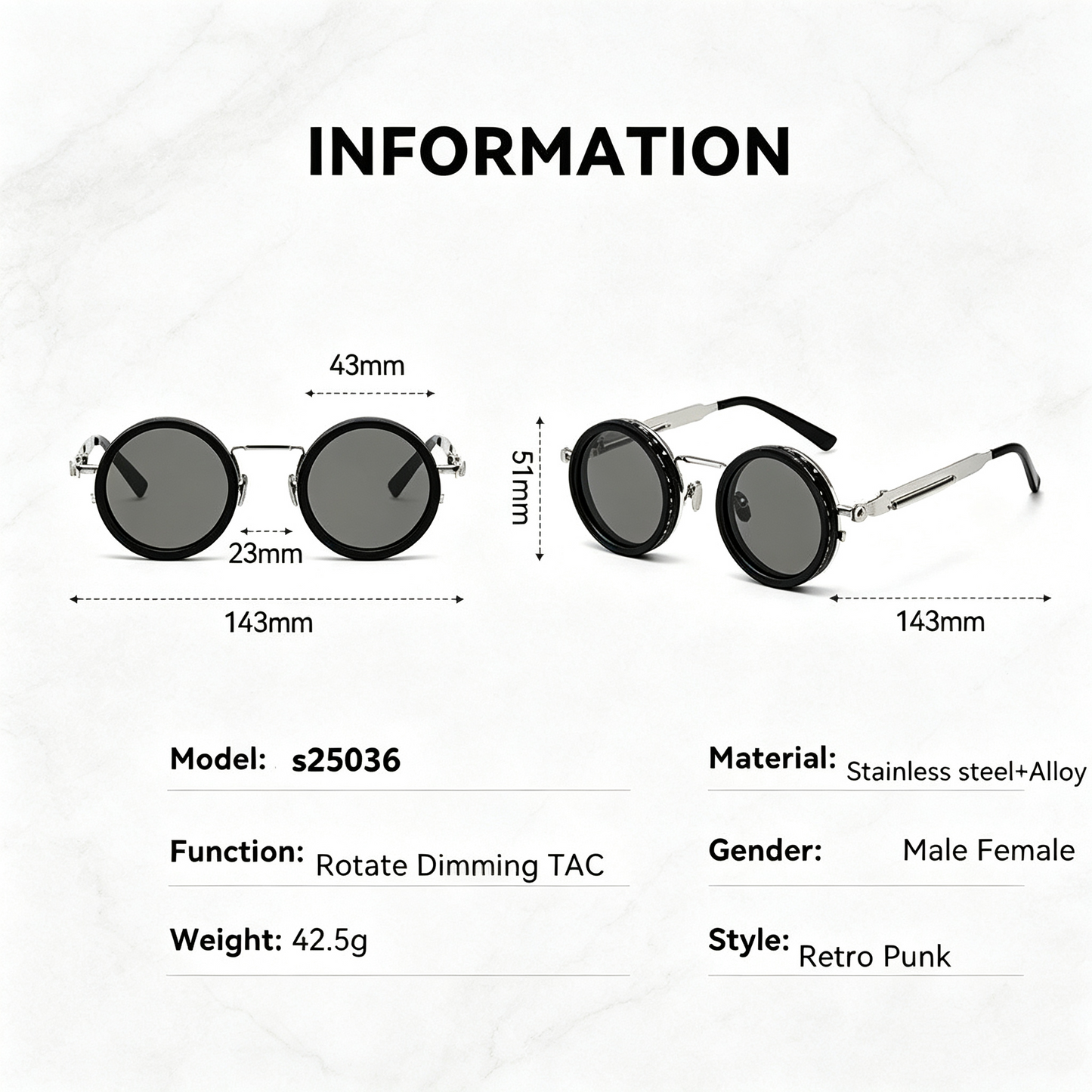 Retro Polarized Round Sunglasses | UV400 Adjustable ND Lens Sunglasses for Men & Women