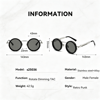 Retro Polarized Round Sunglasses | UV400 Adjustable ND Lens Sunglasses for Men & Women