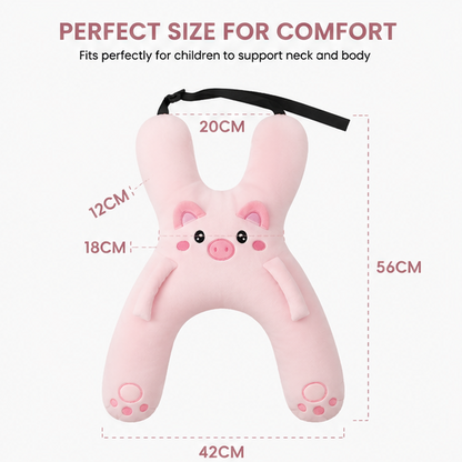 Kids Plush Pig Car Neck Pillow | Soft Travel Head Support Cushion
