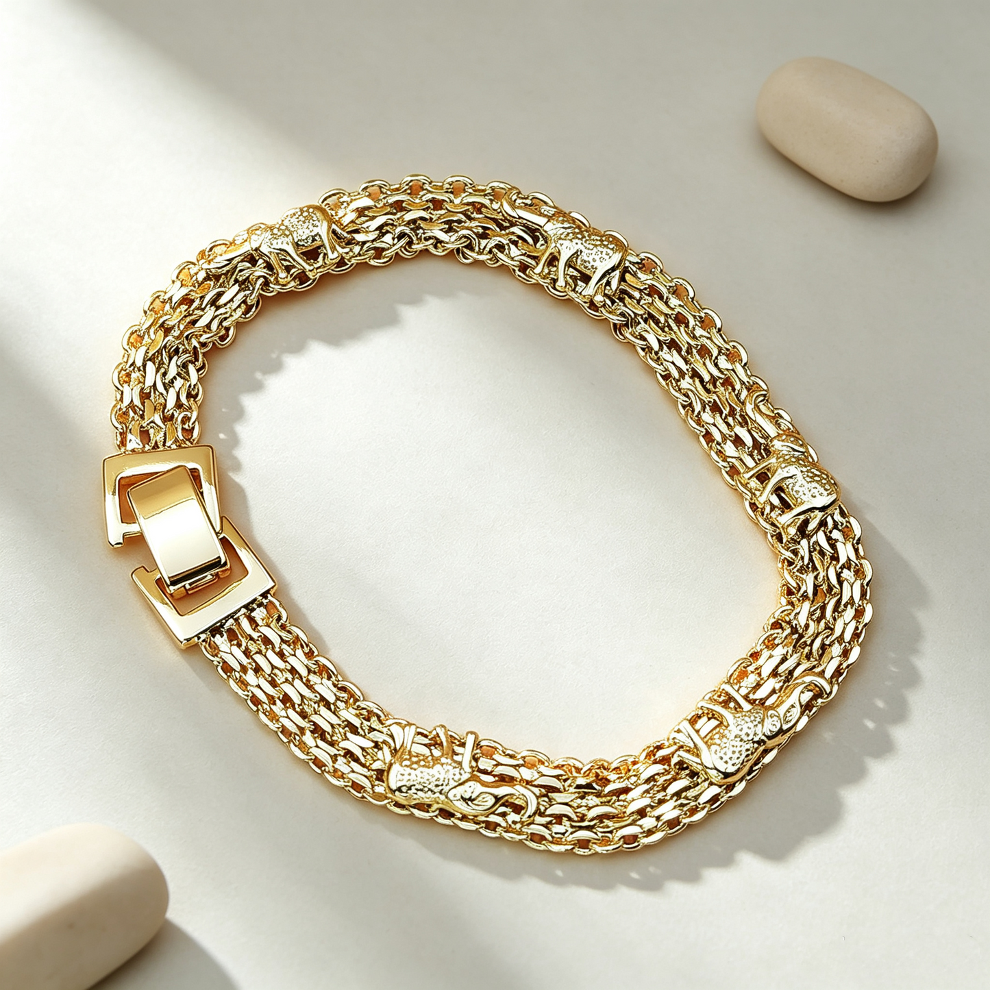 Gold Plated Elephant Charm Bracelet for Women