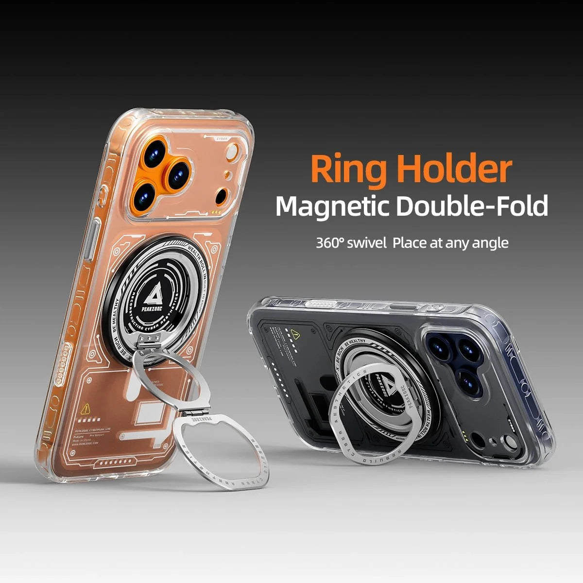 MagSafe Grip Stand with 360° Rotation | Peakzooc ZO-01 Dual-Fold Ring