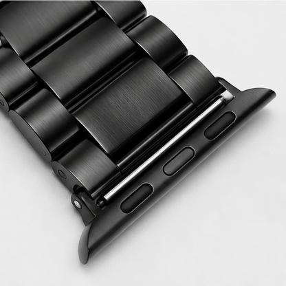 Stainless Steel Apple Watch Band – Three-Bead Link Metal Strap with Folding Clasp