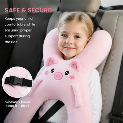 Kids Plush Pig Car Neck Pillow | Soft Travel Head Support Cushion