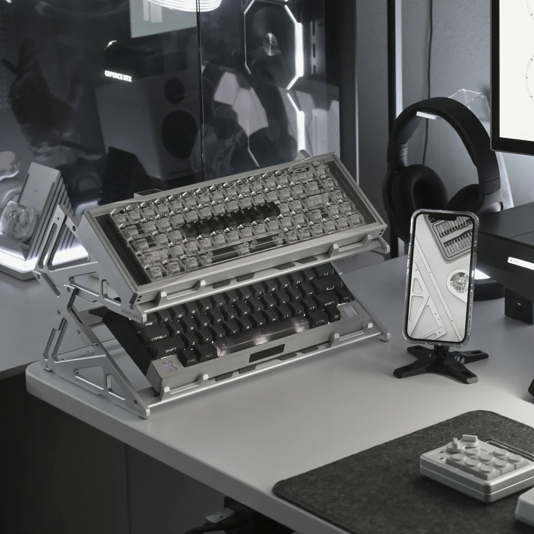 KT75/KT108 Apex Keyboard Display Stand – CNC Aluminum Keyboard Throne