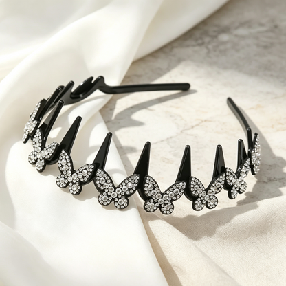 4-Pack Crystal Butterfly Headbands for Women | Sparkling Wavy Bling Hair Accessories for Weddings & Daily Style