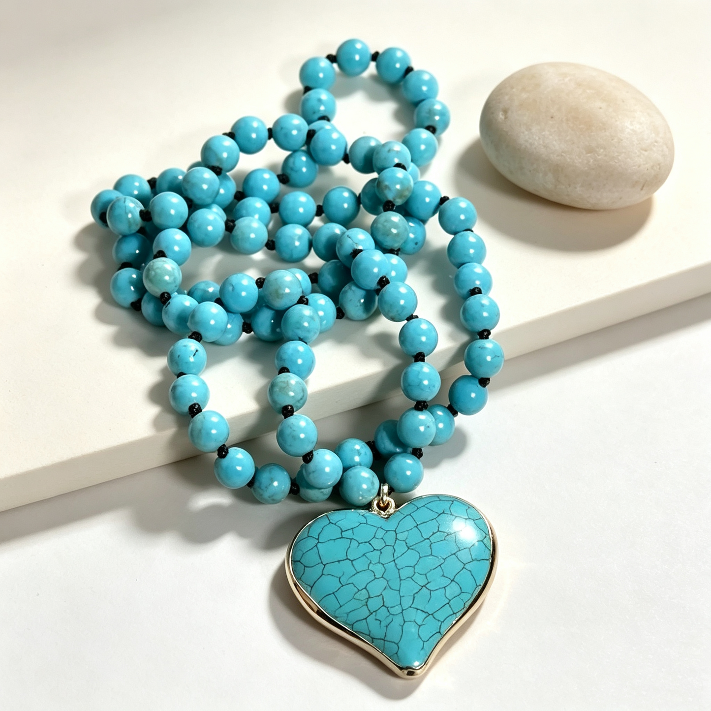 Turquoise Heart Beaded Necklace for Women