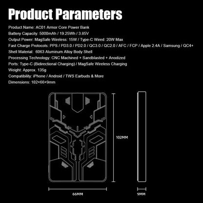 AC01 Armor Core Power Bank Ultra-Slim MagSafe Charger