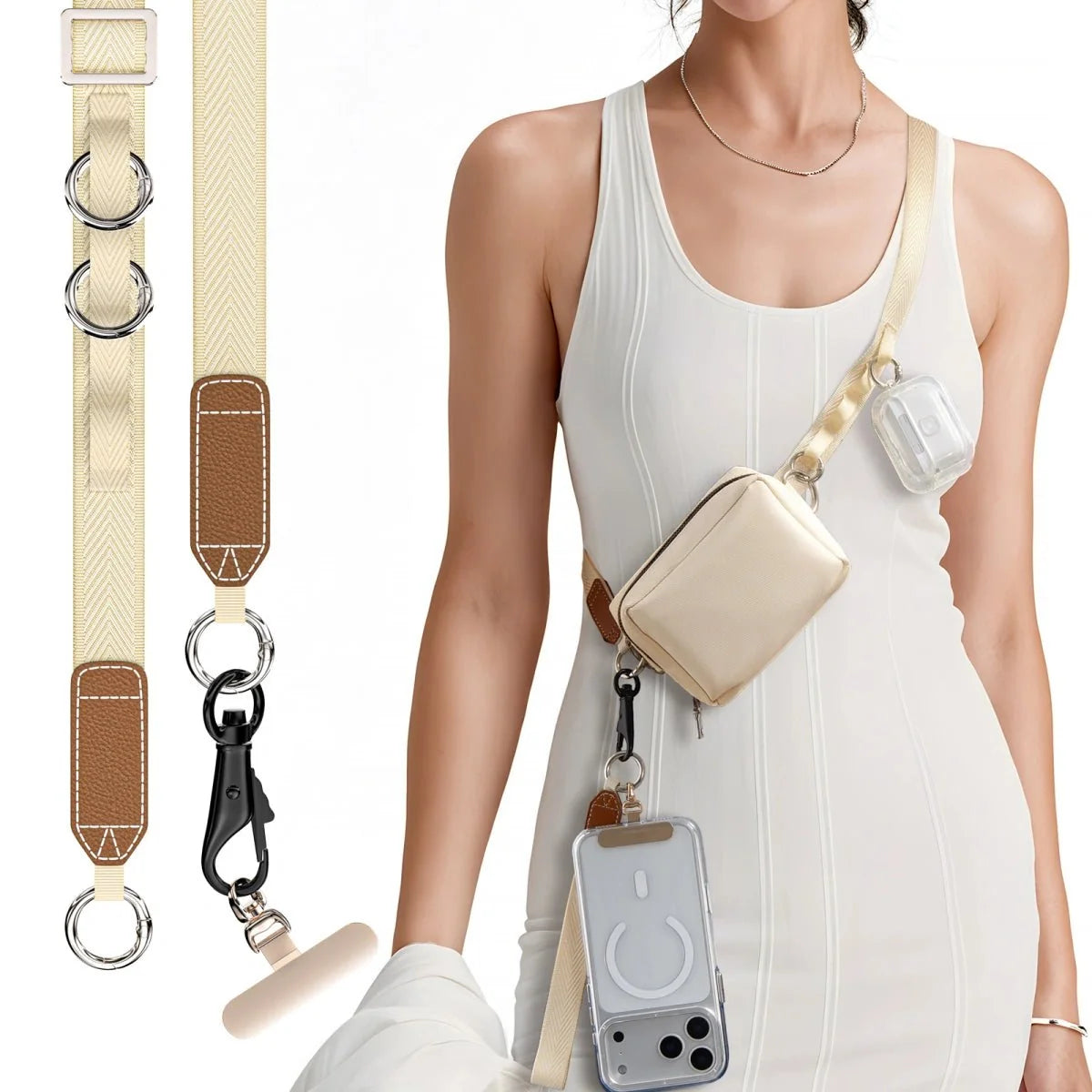 Phone Lanyard Kit with Wallet Pouch Adjustable Strap for All Phones