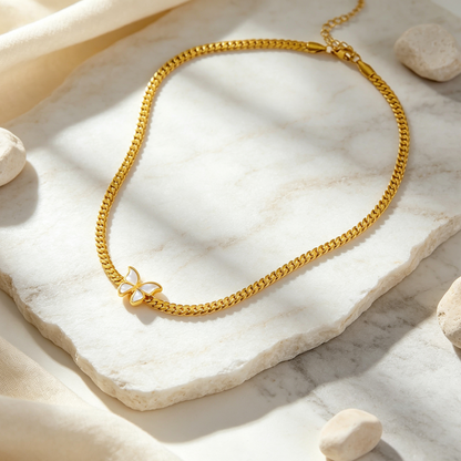 Gold Butterfly Jewelry Set for Women | Tarnish-Free Stainless Steel Necklace & Bracelet Gift Set