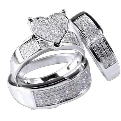 Princess Cut Moissanite Ring Set – Double Band Engagement Ring for Women