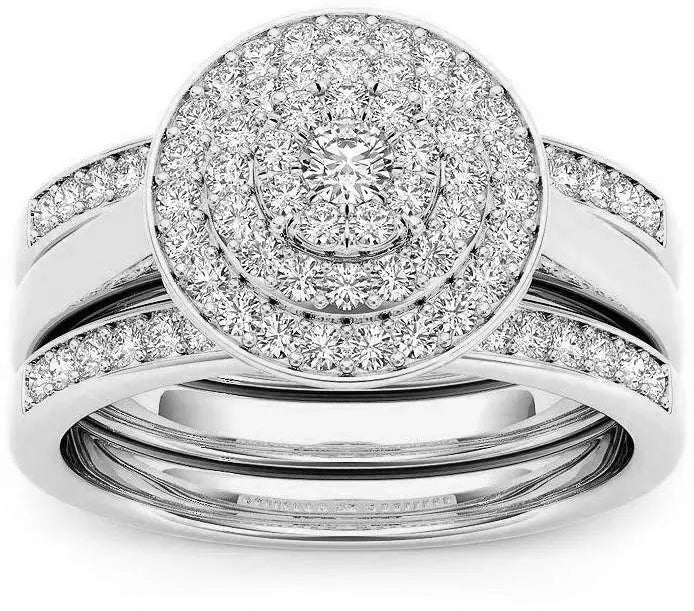 Princess Cut Moissanite Ring Set – Double Band Engagement Ring for Women