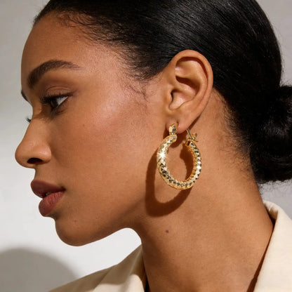 2 Pairs 14K Gold Plated Twisted Hoop Earrings for Women & Men | Lightweight Round Hoop Earrings