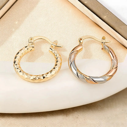 2 Pairs 14K Gold Plated Twisted Hoop Earrings for Women & Men | Lightweight Round Hoop Earrings