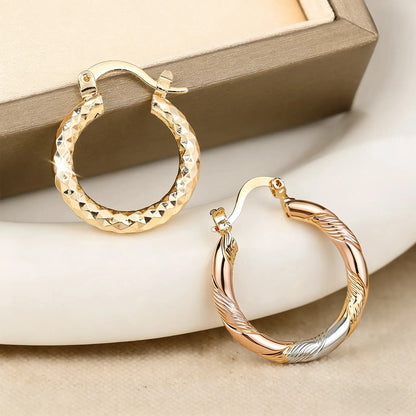 2 Pairs 14K Gold Plated Twisted Hoop Earrings for Women & Men | Lightweight Round Hoop Earrings