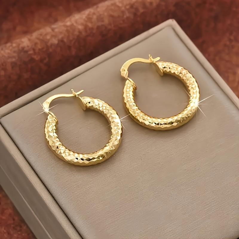 2 Pairs 14K Gold Plated Twisted Hoop Earrings for Women & Men | Lightweight Round Hoop Earrings