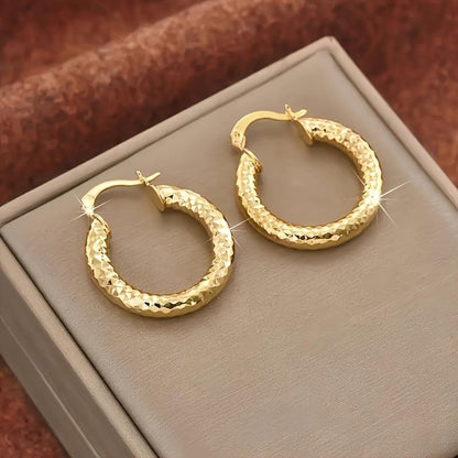 2 Pairs 14K Gold Plated Twisted Hoop Earrings for Women & Men | Lightweight Round Hoop Earrings