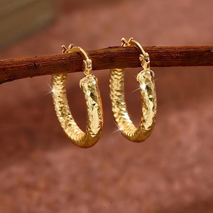 2 Pairs 14K Gold Plated Twisted Hoop Earrings for Women & Men | Lightweight Round Hoop Earrings