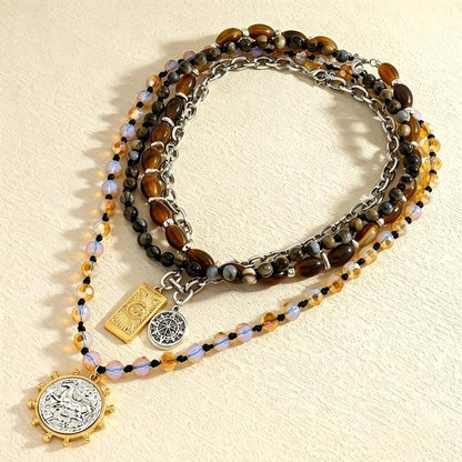 Tiger Eye Beaded Choker Necklace for Women