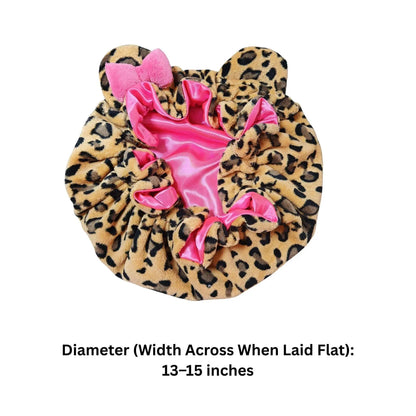 Leopard Satin Sleeping Bonnet | Plush Hair Protection Cap for Curly Hair & Night Care