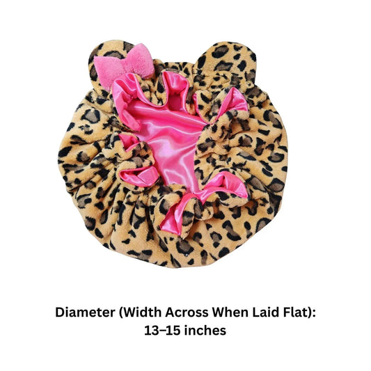 Leopard Satin Sleeping Bonnet | Plush Hair Protection Cap for Curly Hair & Night Care