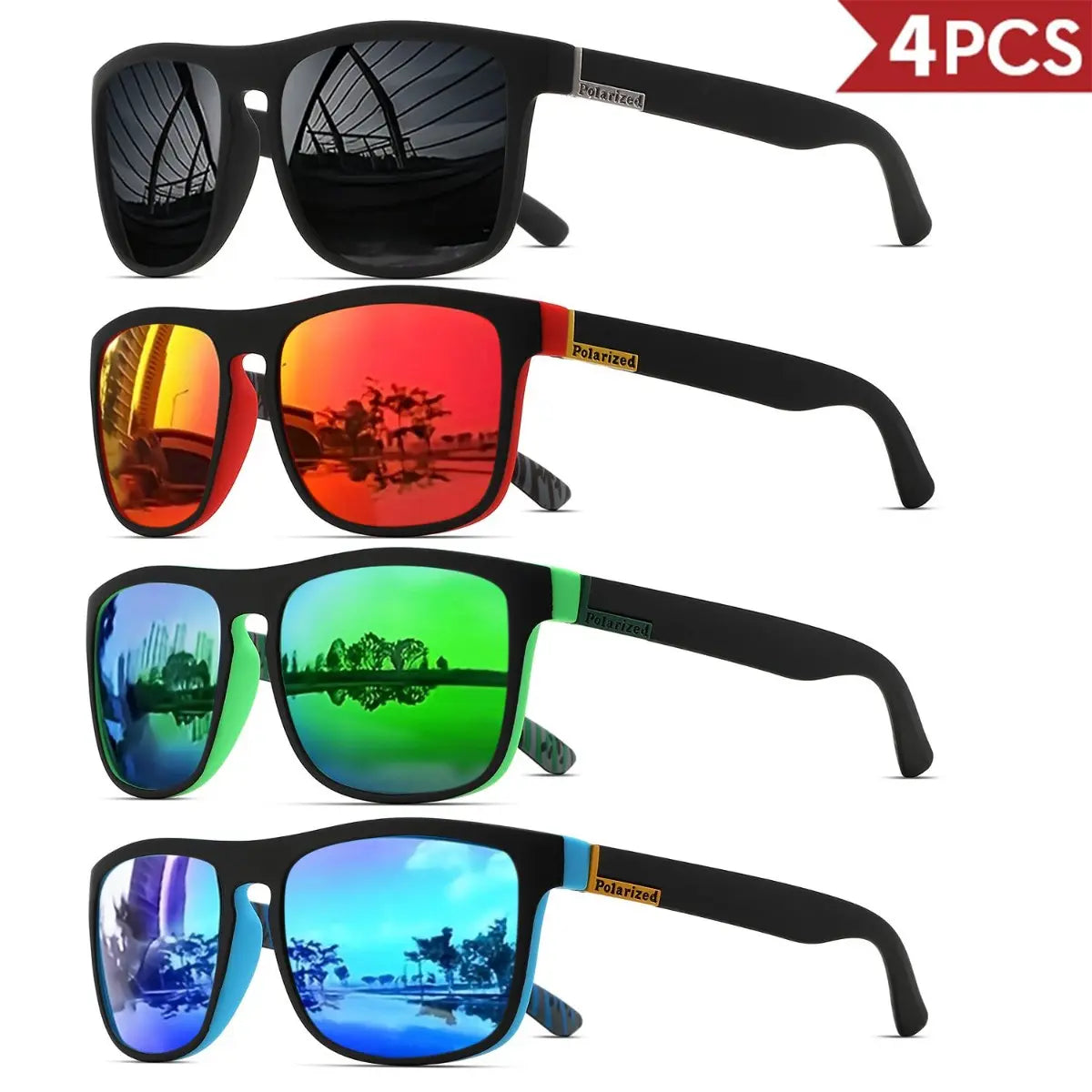 4-Pack Polarized Sports Sunglasses | UV400 Cycling Glasses