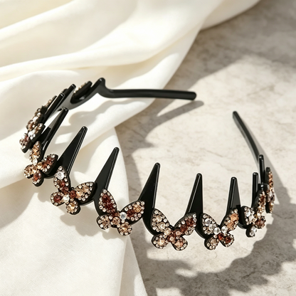 4-Pack Crystal Butterfly Headbands for Women | Sparkling Wavy Bling Hair Accessories for Weddings & Daily Style