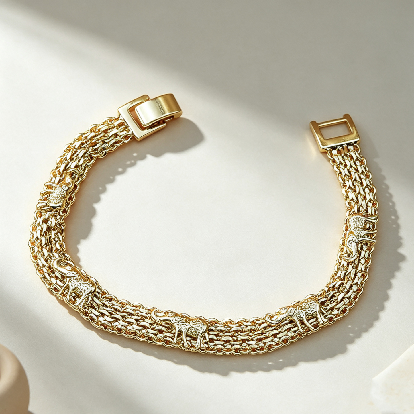 Gold Plated Elephant Charm Bracelet for Women