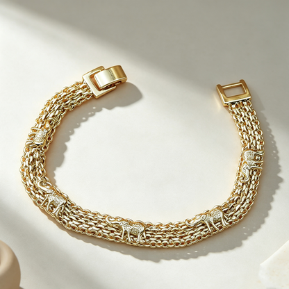 Gold Plated Elephant Charm Bracelet for Women