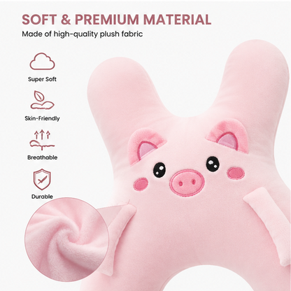 Kids Plush Pig Car Neck Pillow | Soft Travel Head Support Cushion