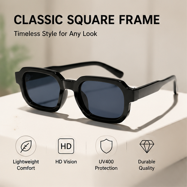 6-Pack Vintage Rectangle Sunglasses | UV400 Fashion Eyewear Set